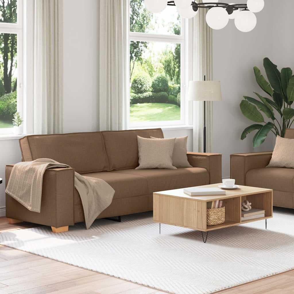 vidaXL Ensemble de canapé 2 pcs avec coussins en tissu marron