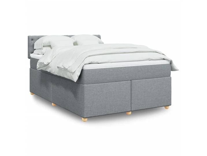 vidaXL Boxspringbett mit Matratze Hellgrau 140x200 cm Stoff