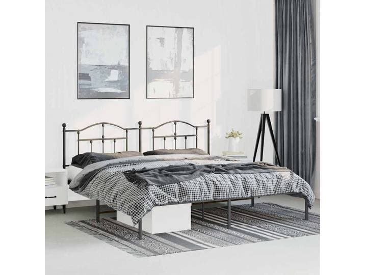 vidaXL Bettgestell mit Kopfteil Metall Schwarz 193x203 cm