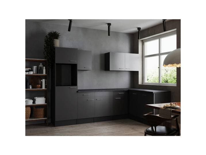 Respekta Eckküche Oliver, Grau, 1 Schublade(n) Schubladen, seitenverkehrt montierbar, nur wie online abgebildet bestellbar, 280x172 cm, links aufbaubar, rechts aufbaubar, Küchen, Eckküchen, Eckküchen ohne Geräte