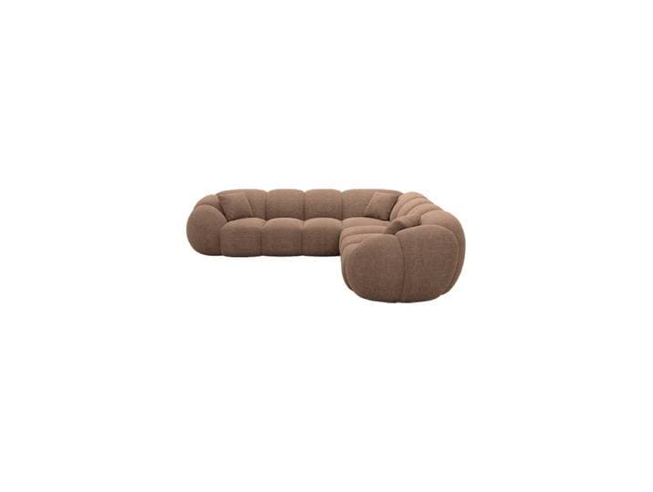 5-Sitzer Design Ecksofa „Azura“ mit Strukturstoff-Bezug Strukturstoff Braun BLOOMINGLOFT Collection