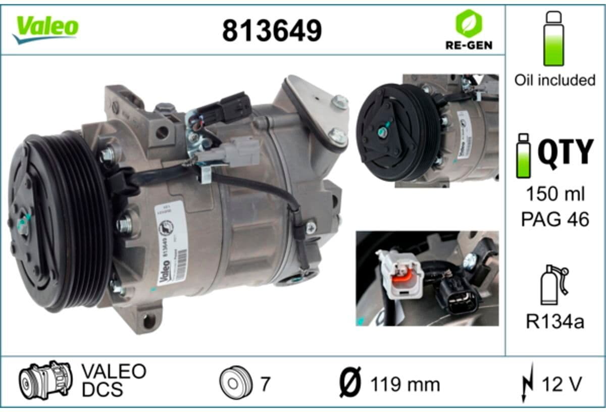 Compresor, aire acondicionado VALEO 813649