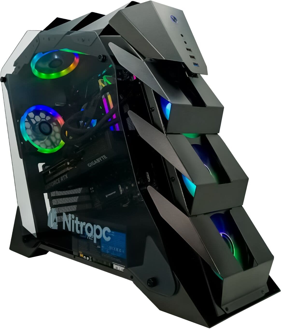 NitroPc Sobremesa Gaming Elite Intel Core i7-14700K, RTX 5070 12 GB, 32 GB DDR5, 2 TB M2, Win11 PRO. Negro