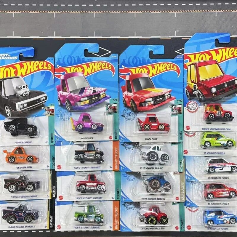 Hot Wheels 2025 Hotwheels 2025 Silver Series Tooned Gulf 1/64 Car Model Volkswagen Toyota Dodge Golf Chevy Manga Tuner Kids Toys