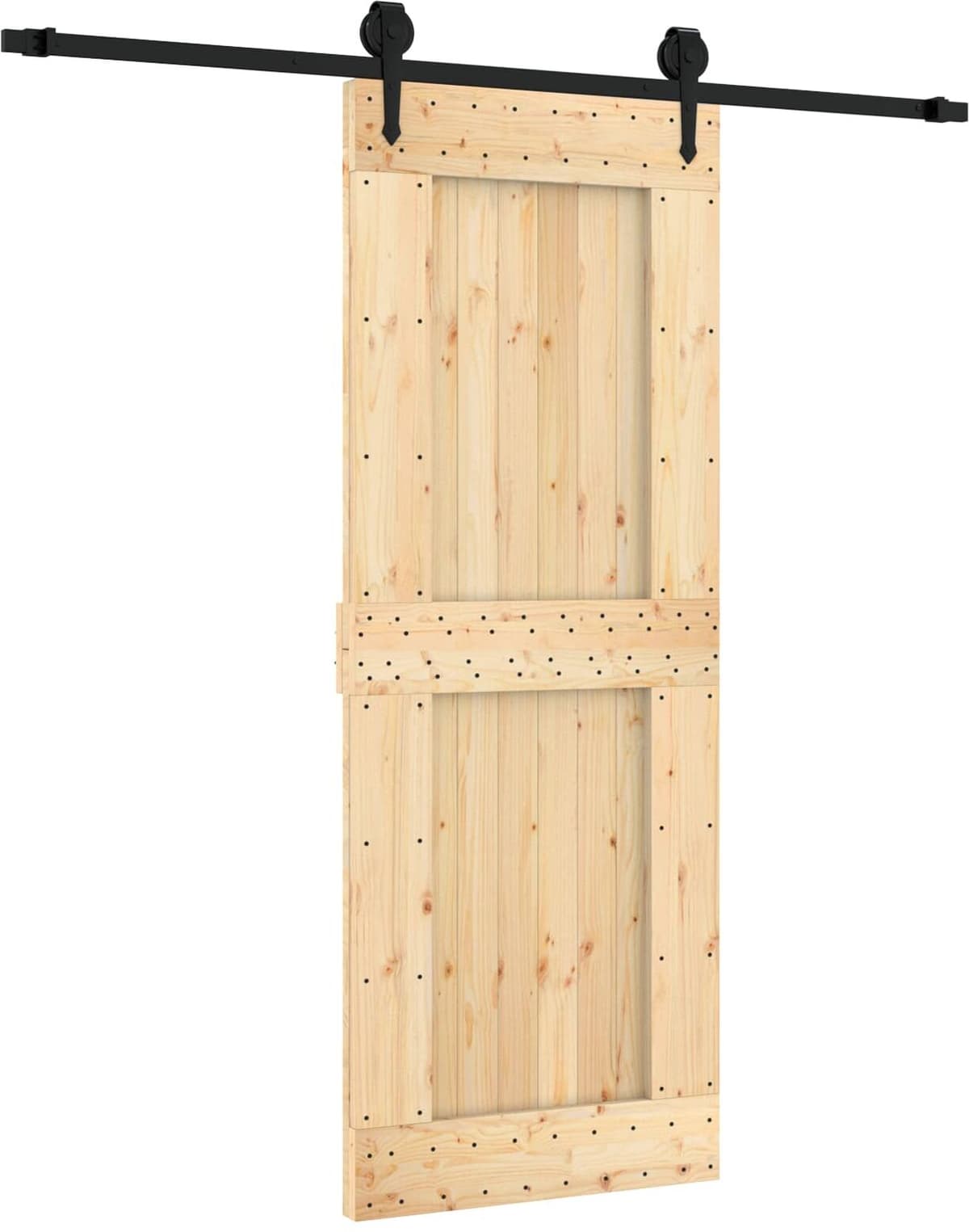 vidaXL Porte coulissante Naturel et noir 80 x 210 cm