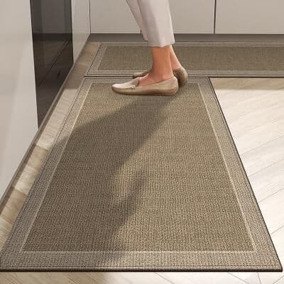 LightInthebox L.T.HOME Runner Rug Linen Kitchen Floor Mat For Hallway Kitchen Soft Non-Slip Machine Washable Long Hallway Carpet Absorbent Oil Resistant Easy Clean Entryway Runner Home Decoration Durable Foot Mat