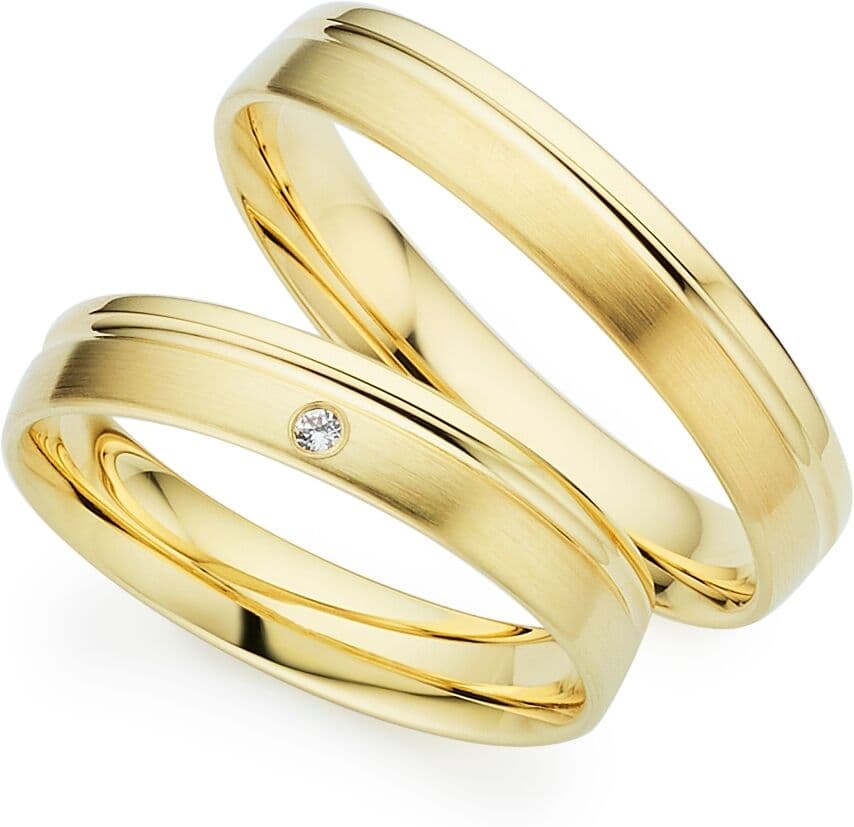 Trauring PHÖNIX "Schmuck Partnerring Ehering Verlobungsring Freundschaftsring" Gr. 52, gold (gelbgoldfarben), Fingerringe, Damen, 52, 0,01 SI = kleine Einschlüsse mit Brillant, Silber 925 (Sterlingsilber), 4mm, Trauring, Made in Germany - wahlweise mit od