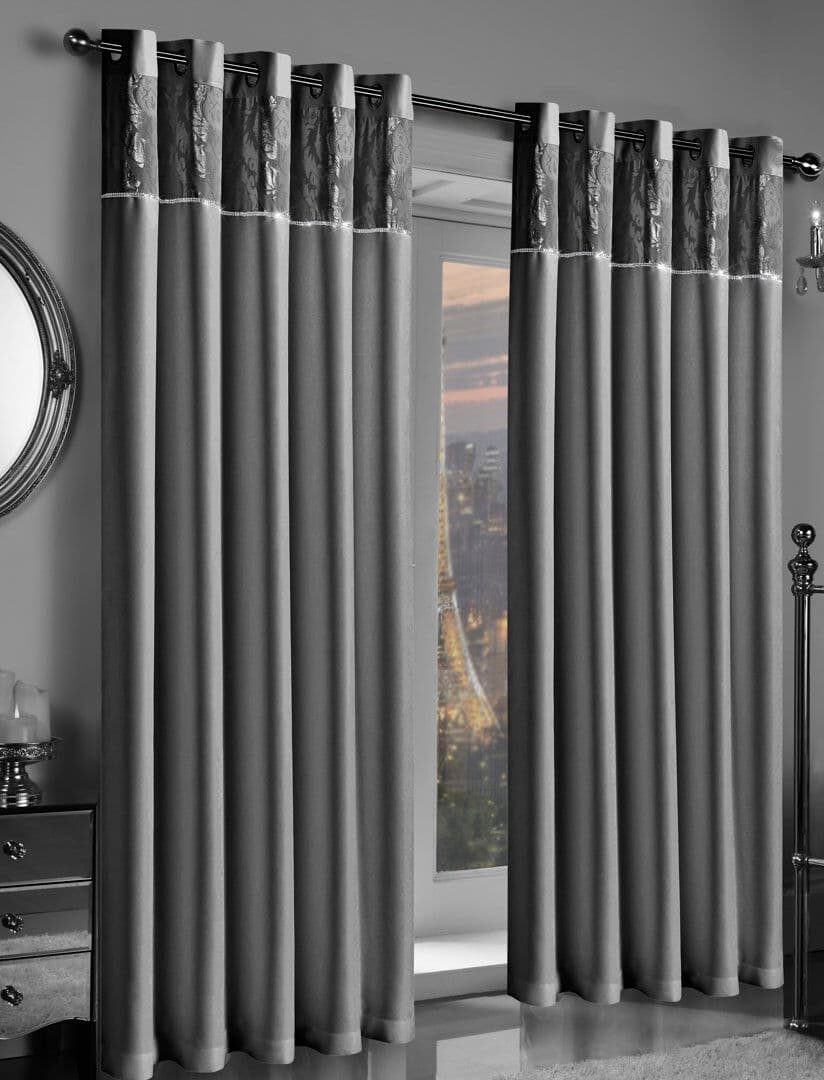 Latitude Run Longhin Room Darkening Curtain Pair Silver/Grey Width 165 cm x Drop 182 cm