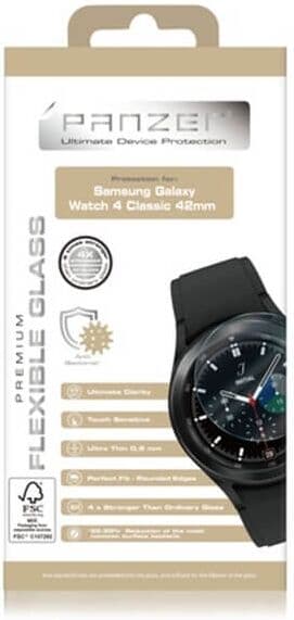 Panzer Samsung Galaxy Watch 4 Classic (42mm) Flexible Glass Panssarilasi, Musta