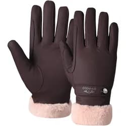 HV POLO Winter Handschuhe HVPGarnet Wood dunkelbraun mit Kunstfell, Größe: M