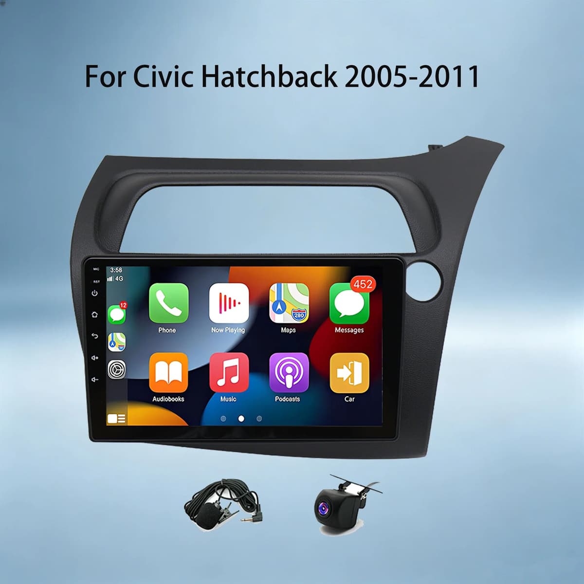 NONE Car Stereo Multimedia Navigation 2+32G Compatible For Civic Hatchback 2005-2011 For Carplay Android Auto GPS FM SWC WiFi 9 INCH