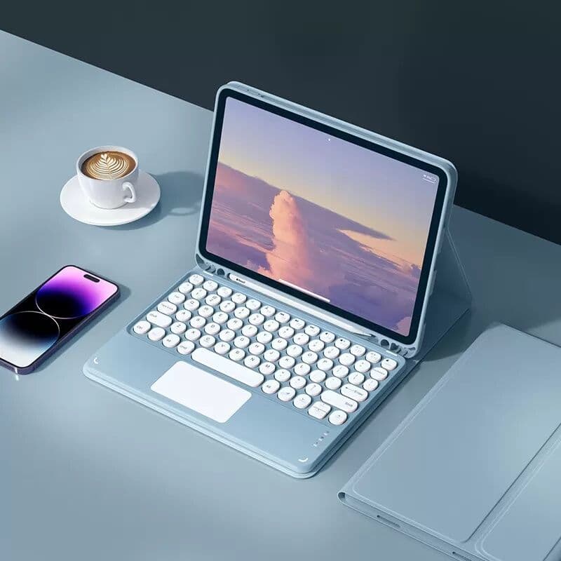 INF Étui Clavier Bluetooth pour Galaxy Tab S7 FE Bleu