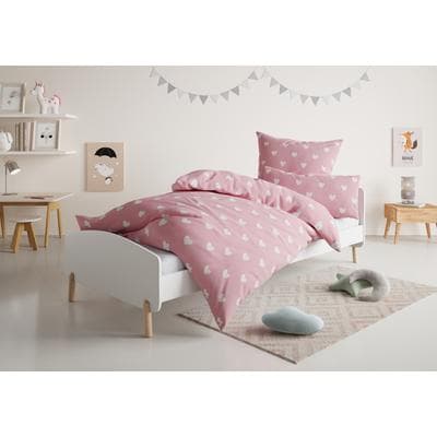 Kinderbettwäsche OTTO HOME "CUDDLEE", rot (herzen), B/L: 135cm x 200cm, 1 Stk., 1 Stk., Renforcé, B/L: 80cm x 80cm, 2 Stk., Renforcé, Obermaterial: 100% Baumwolle, Bettwäsche, in vielen Designs: Dino,Einhorn,Weltraum,Baustelle,Herz,Trecker,Safari