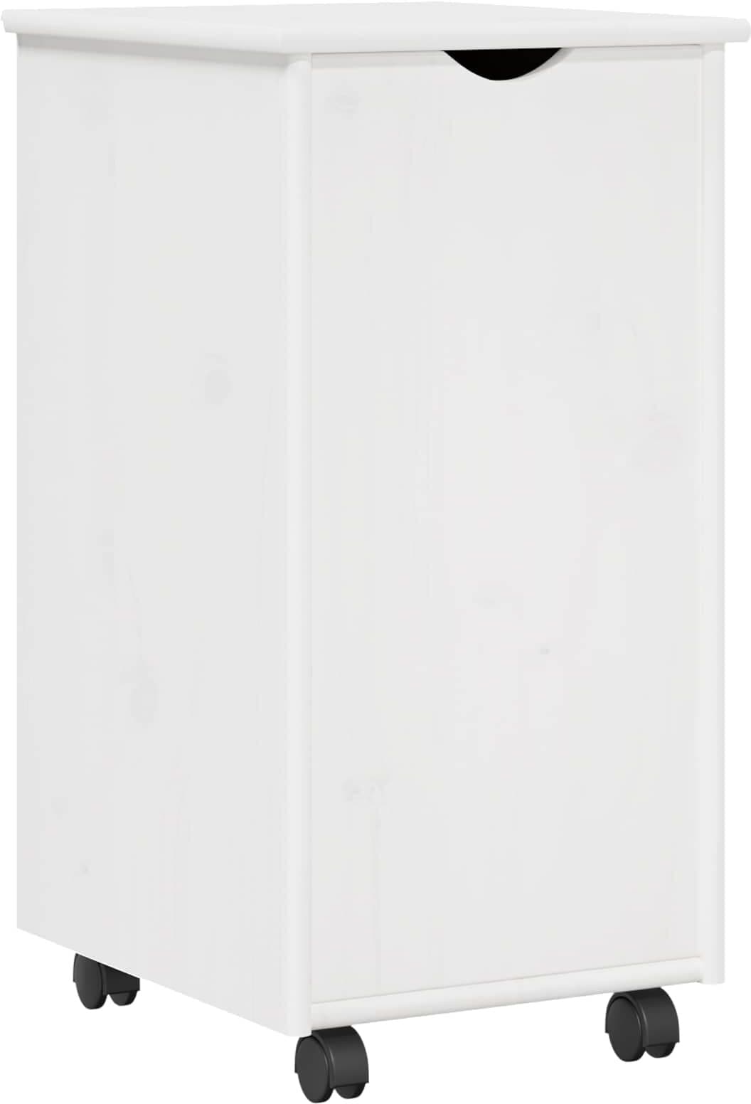 vidaXL Cabinet roulant Blanc 34 x 39 x 65,5 cm Bois de Pin Massif