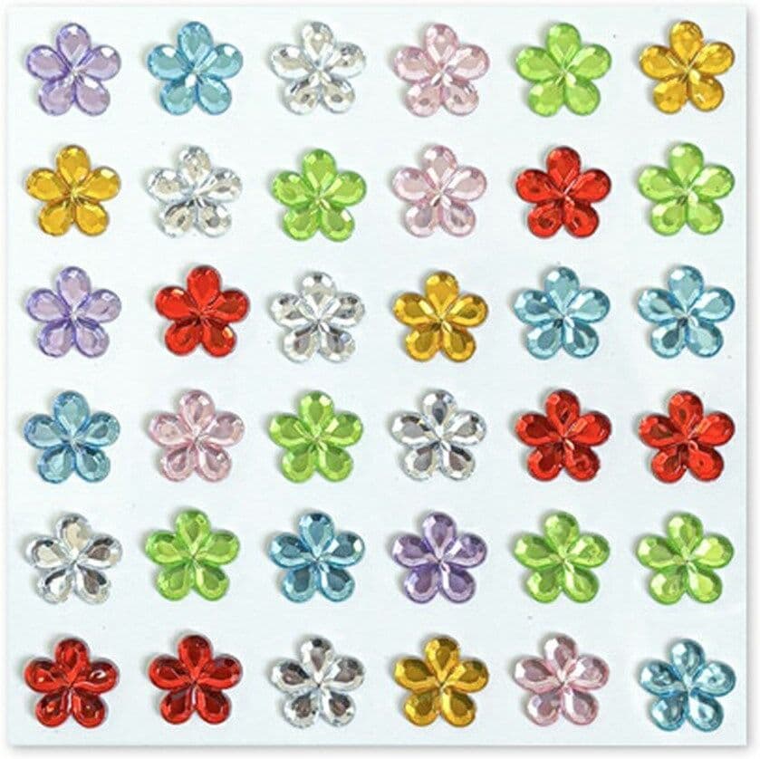 INCOVER Flerfargede Selvklebende Krystall 3D Stickers for Mobil - 36 stk - Blomster