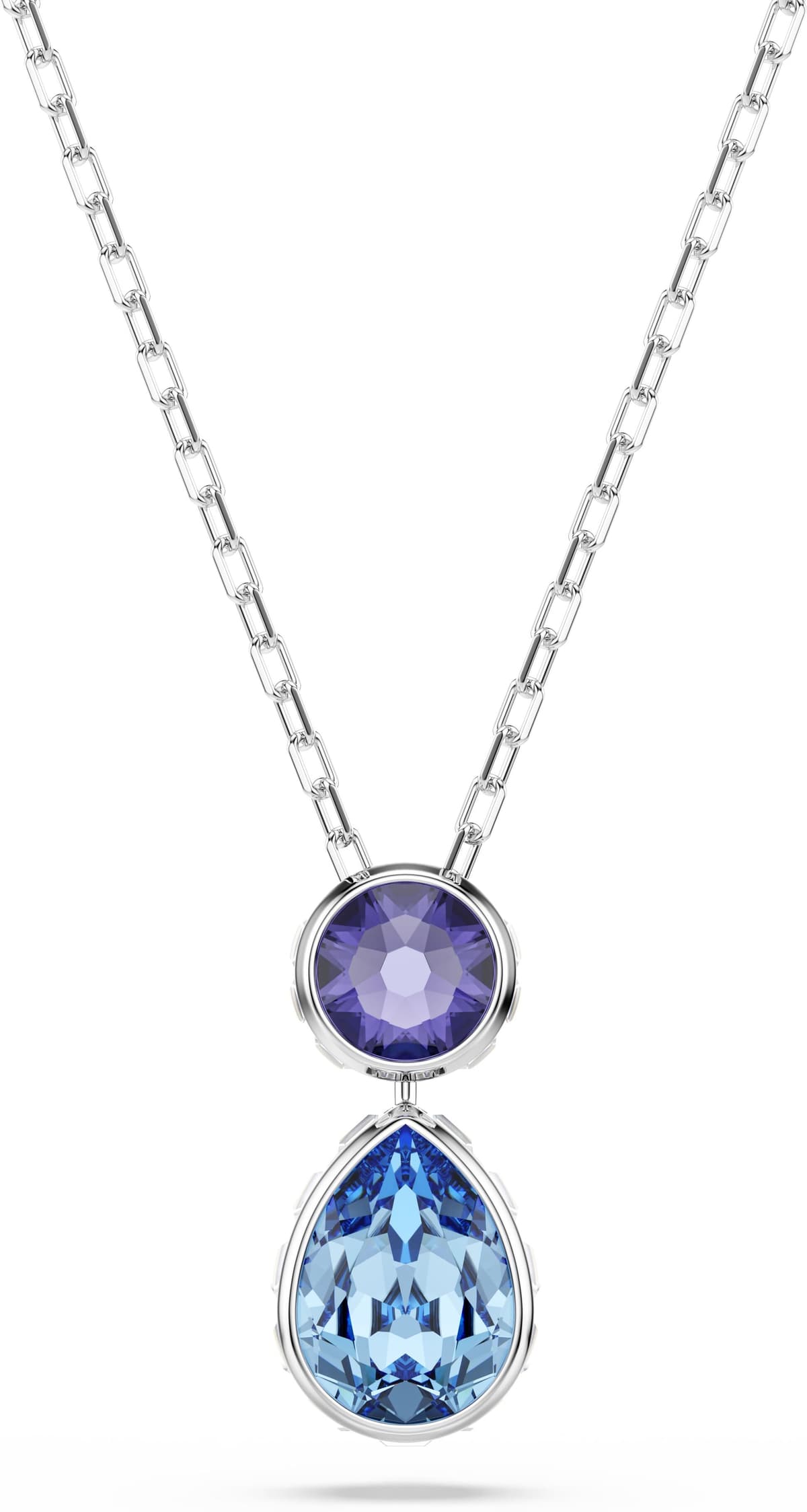 Kette mit Anhänger SWAROVSKI "Schmuck Geschenk Chroma Halskette", blau (metallfarben, kristallweiß, lila, blau), Halsketten, Damen, Metall, mit Swarovski Kristall
