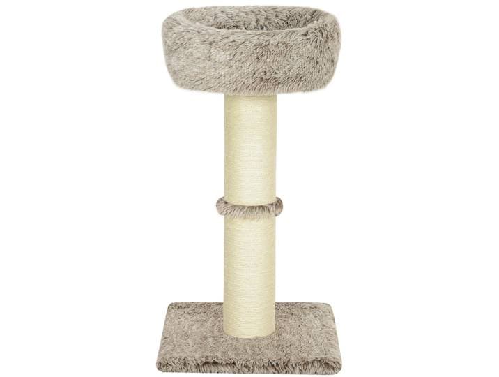 PawHut kattenboom, stevige kattentoren, met dikke krabpaal en pluchebed, ideaal voor binnen, tot 6 kg, 87 cm, bruin Aosom.nl