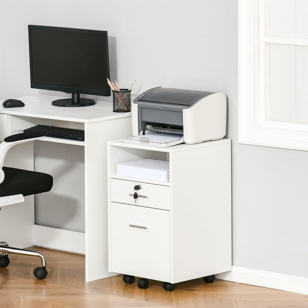 17 Stories Olortegui 2 Drawer Filing Cabinet White 60cm H X 40cm W X 40cm D
