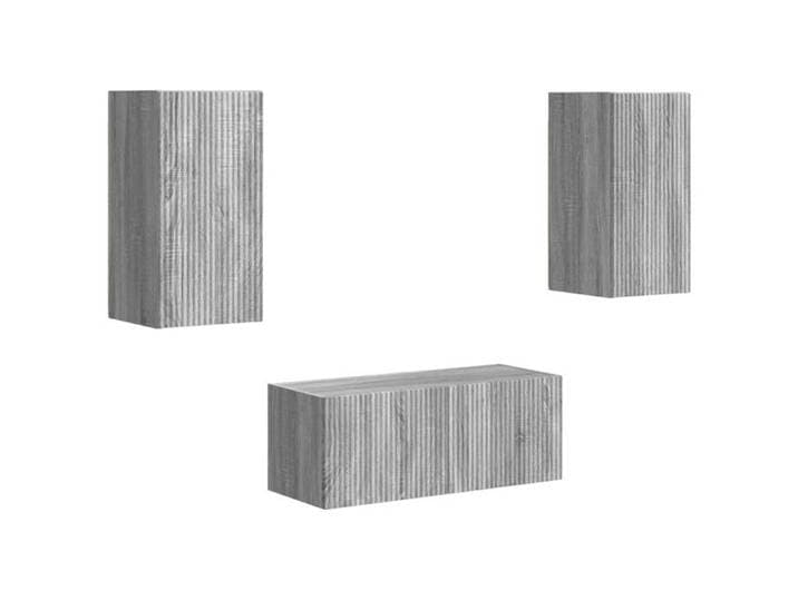 Ensemble meuble TV mural - - Gris Sonoma - Bois d'ingénierie - 98x31x29 5 cm - 6 pièces - Design moderne