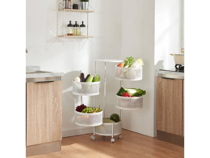 Keukentrolley Steigen met 5 manden rond staal 89\,5xØ33 cm wit
