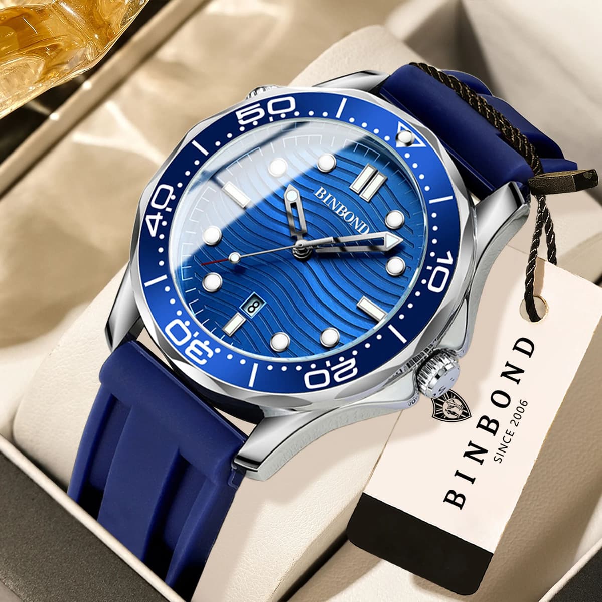 BINBOND Luxury Quartz Watch For Men Luminous Waterproof Corrugation Men's Watches Sports Reloj Hombre Regalos Para Hombres