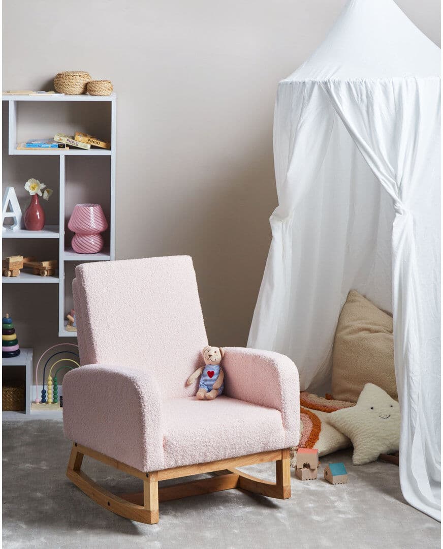 Zoomie Kids Boucle Kids Rocking Chair Pastel NORBY Pink 71cm H X 54cm W X 70cm D