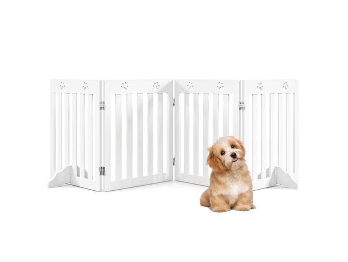 Barrier Hondenhek Houten Veiligheidshek Opvouwbaar Traphek 60 cm Hoog Wit