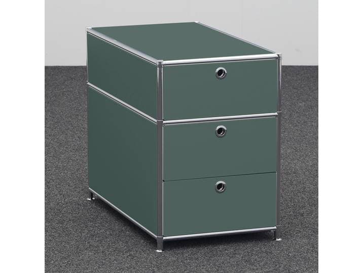 Standcontainer System4, Dunkelgrün, mit Schublade, ohne Schliesszylinder, Neu – Ideal für leichte Aufbewahrung