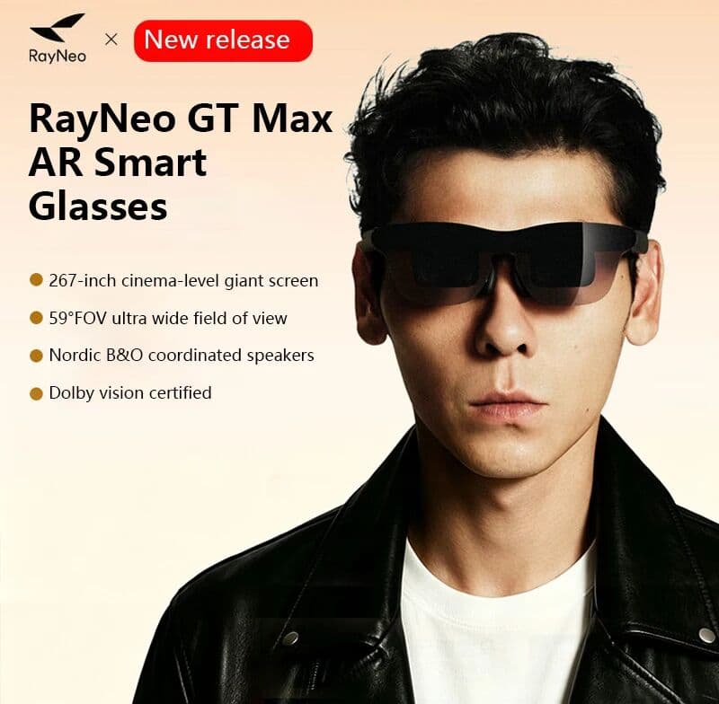 NONE RayNeo GT Max XR Smart Glasses 59°FOV HD Viewing 267 Inches,3DoF 267-inch Giant Screen Dual-Layer Micro-OLED,Ultra-light 78g