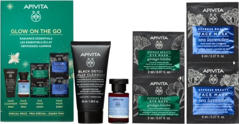 Apivita Glow on the Go Christmas gift set with a brightening effect