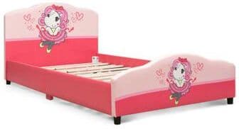 Costway Kids Children Upholstered Platform Toddler Girl Pattern Bed