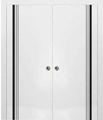 SartoDoors Planum 0011   Interior French Doors Double French Door   Solid Wood   Hardware Set   36x80, White Silk Bedroom Door