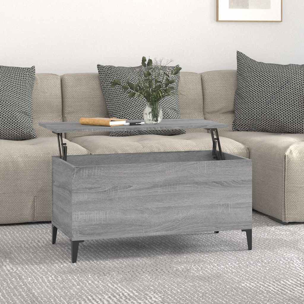 vidaXL Mesa de centro madera contrachapada gris Sonoma 90x44,5x45 cm Gris