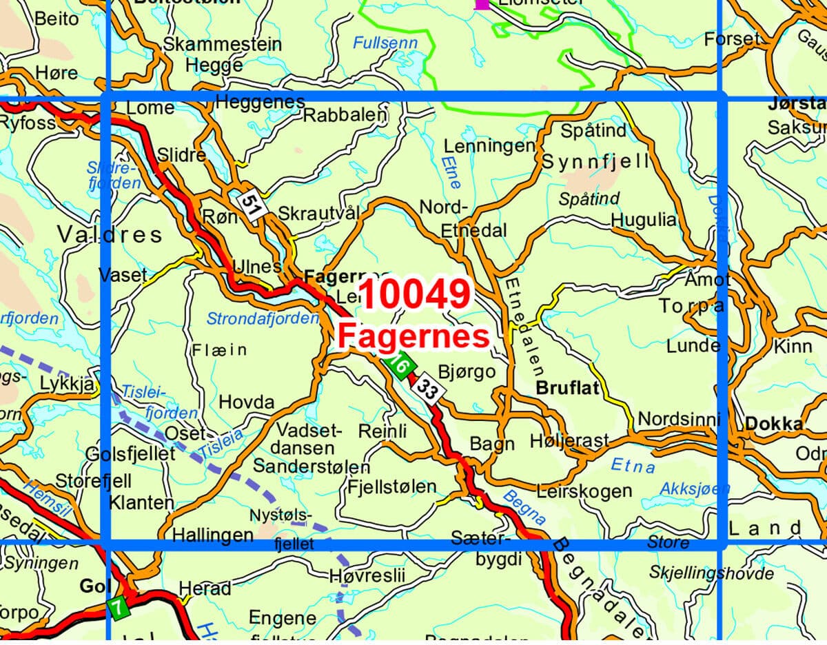 Nordic Maps Fagernes Norge-Serien Turkart