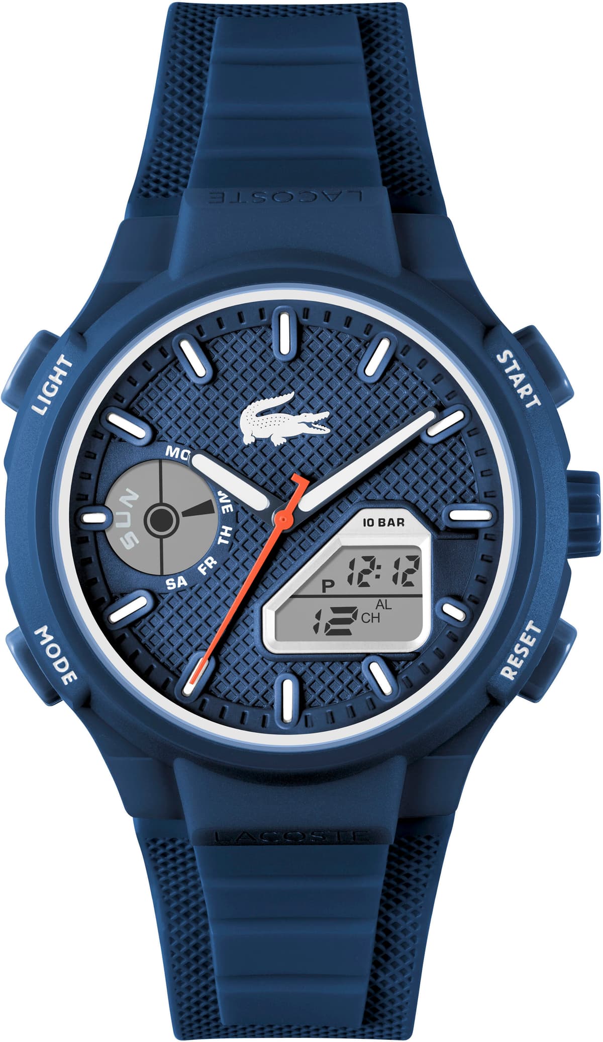 Quarzuhr LACOSTE "LC33", blau (dunkelblau, rot, blau), Armbanduhren, Herren, dunkelblau, Quarzuhr, Armbanduhr, Quarzuhr, Herren, analog, digital, Stoppfunktion