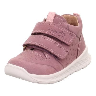 Klettschuh SUPERFIT "BREEZE, WMS: mittel", Kinder, Gr. 28, lila (flieder), Nubukleder, Schuhe Klettschuh, Sneaker mit halbhohem Schaft, Größenschablone zum Download