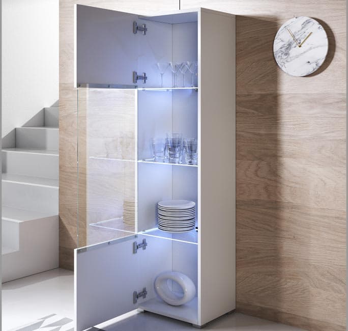 MB Muebles Bonitos Vitrine modelo Luke V6 (40x167cm) cor branca com pés standard