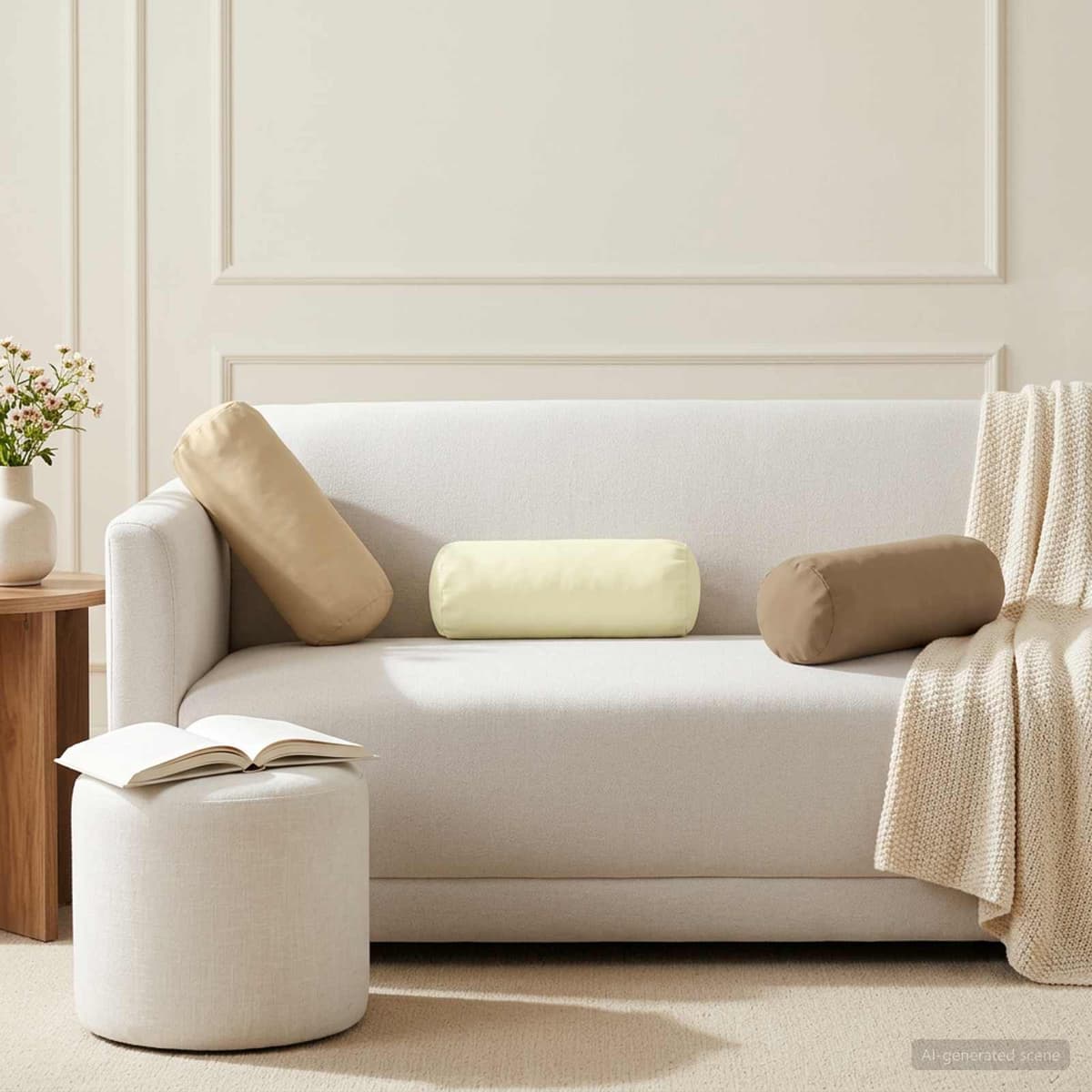 vidaXL Housse de coussin 6 pc HEERLEN Crème Diam. 15 x 40 cm Polyester