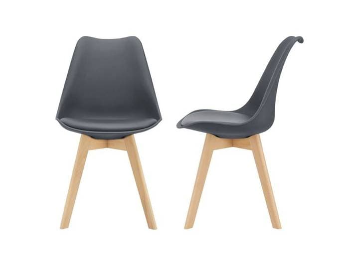 lot de 2 chaises siège de salle à manger scandinave cuisine plastique synthétique gris
