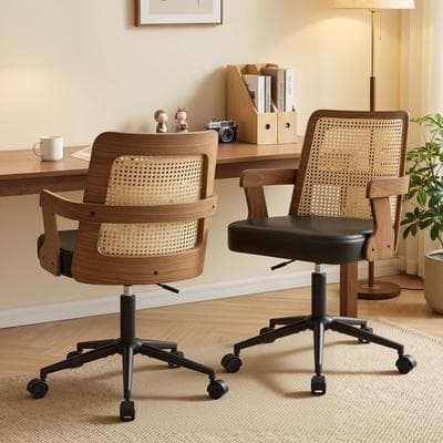 Lucky Monet "Swivel Home Office Chair Adjustable Height Desk Chair with Wheels and Armrests - 32.7""-36.6""H x 19.9""W x 22.8""D"