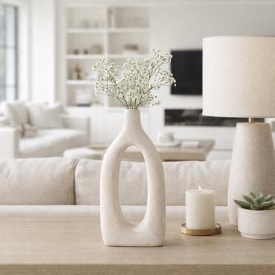 Sagebrook Home Wood Decorative Vase Modern Cut-out Design