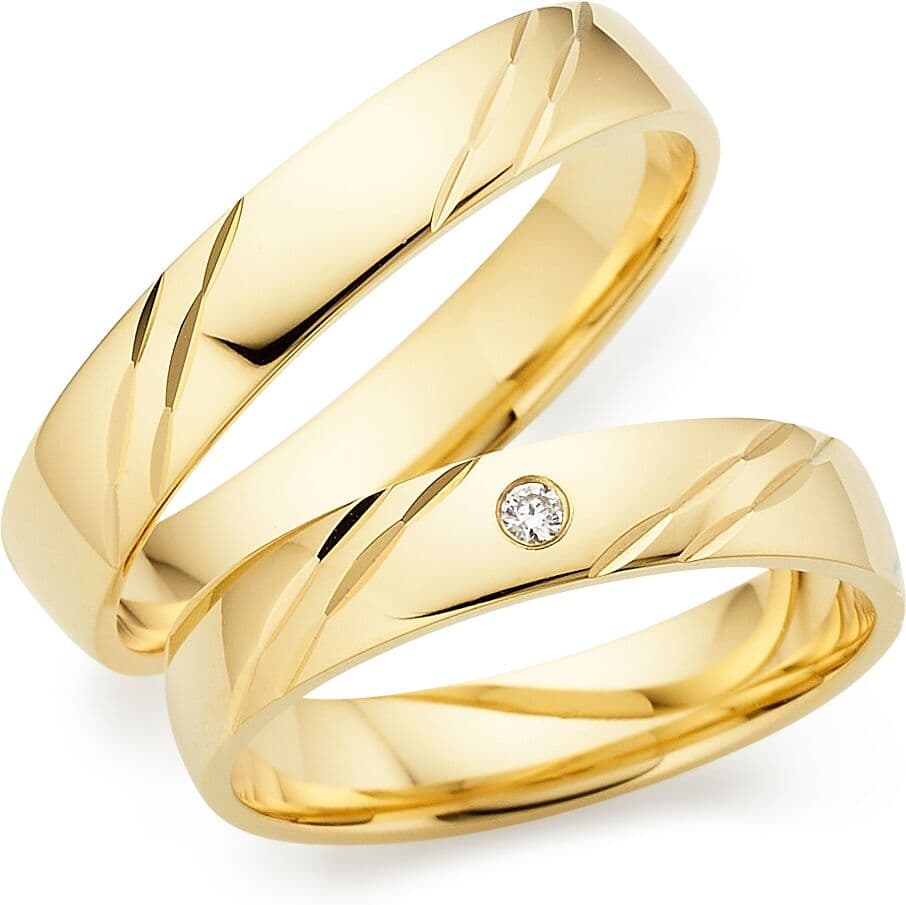 Trauring PHÖNIX "Schmuck Partnerring Ehering Verlobungsring Freundschaftsring" Gr. 53, gold (gelbgoldfarben), Fingerringe, Damen, 53, 0,02 SI = kleine Einschlüsse mit Brillant, Silber 925 (Sterlingsilber), 4mm, Trauring, Made in Germany - wahlweise mit od
