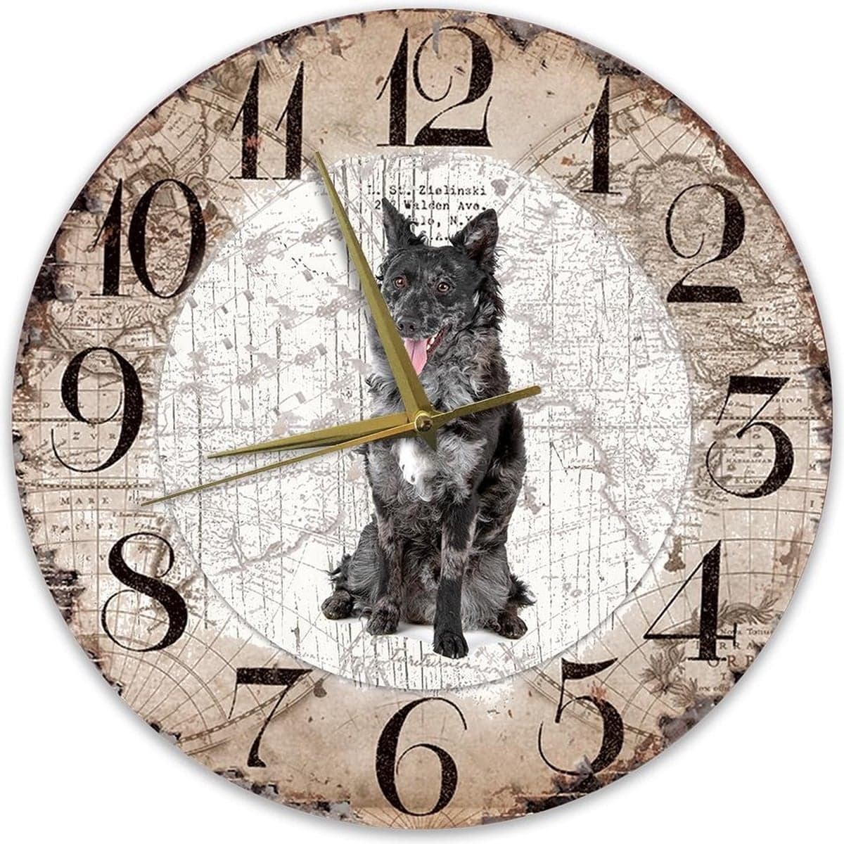 Houten Klok Hond Mudi - Diameter: 30 cm