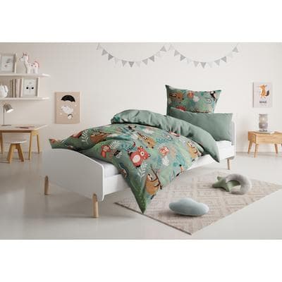 Kinderbettwäsche OTTO HOME "CUDDLEE", weiß (safari), B/L: 135cm x 200cm, 1 Stk., 1 Stk., Renforcé, B/L: 40cm x 80cm, 2 Stk., Renforcé, Obermaterial: 100% Baumwolle, Bettwäsche, in vielen Designs: Dino,Einhorn,Weltraum,Baustelle,Herz,Trecker,Safari