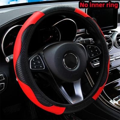Uplifted Finds PU Leather Steering Wheel Cover Carbon Fiber Style gray