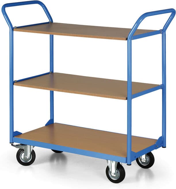B2B Partner Policový vozík, 3 police 450x700 mm, kola 125 mm s černou pryží