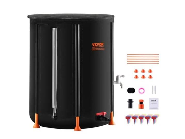 VEVOR Opvouwbare regenton, 53 gallon/201 l draagbaar regenwateropvangvat, PVC regenwateropvangsysteem met tappen en overloopkit, watervat voor tuinwatervanger