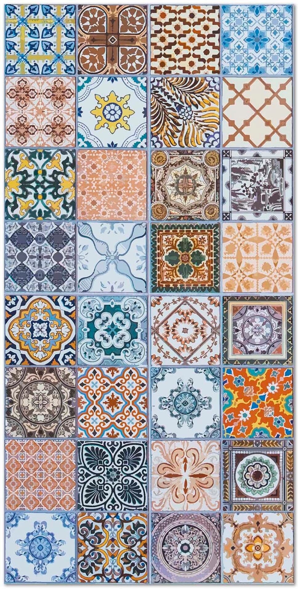 Home and Living Tapis vinyle carreaux ciments nijar original 80x200cm Multicolore 80x0x200cm