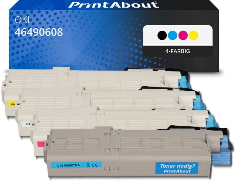 PrintAbout Toner kompatibel mit OKI 46490608 - 4-farbig - Multipack