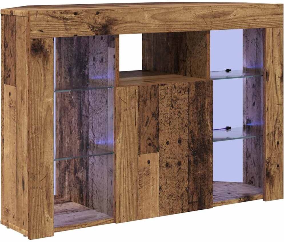 vidaXL Meuble TV LED d'Angle 100x40x68cm Bois ancien Bois d'ingénierie